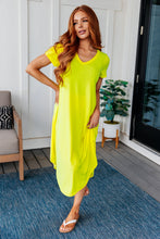 Load image into Gallery viewer, Dolman Sleeve Maxi Dress in Neon Yellow
