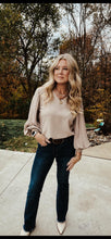 Load image into Gallery viewer, Kristina Pleated Lantern Sleeve V-Neck Blouse