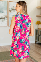 Load image into Gallery viewer, Lizzy Tank Dress in Hot Pink Tropical Floral