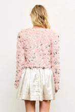 Load image into Gallery viewer, Sequin Faux Feather Padded Shoulder Cropped Jacket