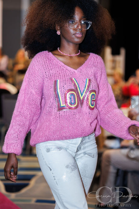 Love Text  Knit Sweater