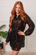 Load image into Gallery viewer, Shimmering Splendor Sequin Shirt Dress