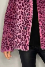 Load image into Gallery viewer, Leopard Furry Collared Neck Long Sleeve Coat