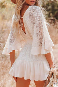 Ivy Lace Cutout Surplice Half Sleeve Dress