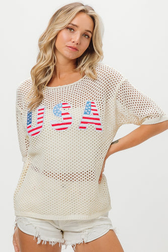 US Flag Theme Knit Cover Up