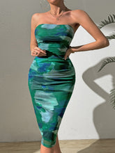 Load image into Gallery viewer, Ruched Printed Sleeveless Wrap Dress