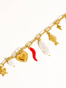 Filigrane 18K Gold Non-Tarnish Pepper Fish Charm Necklace