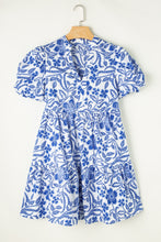 Load image into Gallery viewer, Printed Notched Puff Sleeve Dress