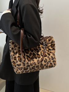 Faux Fur Leopard Shoulder Bag