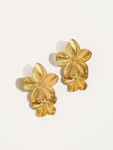 Load image into Gallery viewer, Ivy 18K Gold Statement Stacked Flower Earring