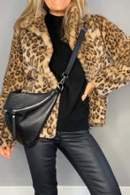 Load image into Gallery viewer, Leopard Furry Collared Neck Long Sleeve Coat