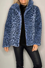 Load image into Gallery viewer, Leopard Furry Collared Neck Long Sleeve Coat