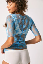 Load image into Gallery viewer, Lace Round Neck Half Sleeve Sheer Blouse