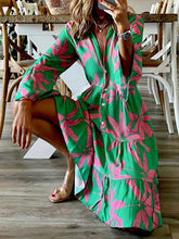 Load image into Gallery viewer, Palm Beach Printed Notched Long Sleeve Mini Dress