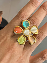 Load image into Gallery viewer, Stephane 18K Non-Tarnish Vintage Stone Floral Ring