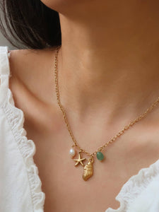 Bonbon 18K Gold Non-Tarnish Pearl and Shell Charm Necklace