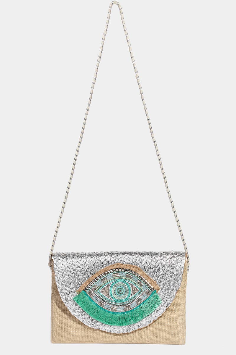 Boho Beaded Eye Pattern Envelope Bag