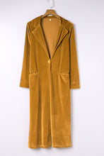 Load image into Gallery viewer, Collared Neck Longline Velvet Cardigan with Pockets