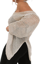 Load image into Gallery viewer, Side Slit Long Sleeve Knit Cover Up