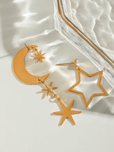 Load image into Gallery viewer, 18K Gold-Plated Moon &amp; Star Dangle Earrings