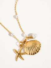 Load image into Gallery viewer, Capella 18K Gold Seashell &amp; Sea Star Pearl Necklace