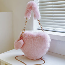 Load image into Gallery viewer, Heart Shape Faux Fur Handbag