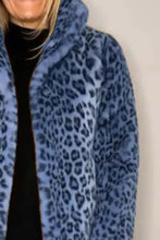 Load image into Gallery viewer, Leopard Furry Collared Neck Long Sleeve Coat