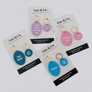Ellie Girl Dog Collection Pet Tag and Keychain Set