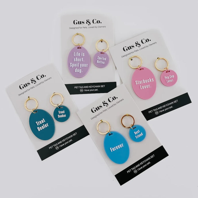 Ellie Girl Dog Collection Pet Tag and Keychain Set