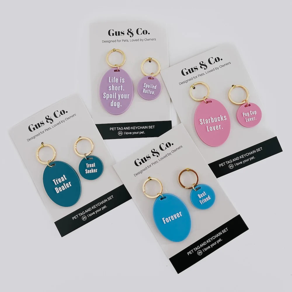 Ellie Girl Dog Collection Pet Tag and Keychain Set