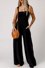 Load image into Gallery viewer, Smocked Square Neck Wide Leg Jumpsuit with Pockets