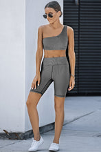 Load image into Gallery viewer, One-shoulder Sports Bra and Biker Shorts Set