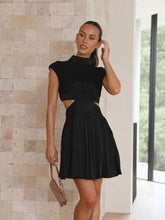 Load image into Gallery viewer, Julianna Cutout Ruched Mock Neck Mini Dress