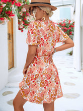 Load image into Gallery viewer, Floral Tie Neck Puff Sleeve Tiered Dress