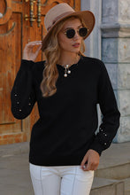 Load image into Gallery viewer, Stud Trim Round Neck Sweater