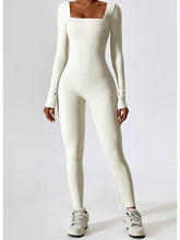 Load image into Gallery viewer, Square Neck Long Sleeve Sports Jumpsuit