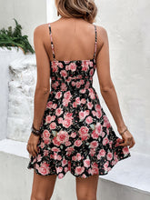 Load image into Gallery viewer, Tied Rose Print Spaghetti Strap Dress