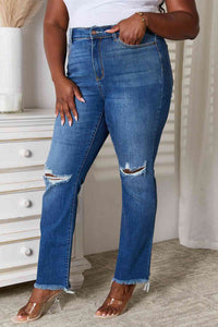 Distressed Raw Hem Jeans