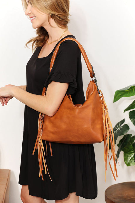 So good PU Leather Fringe Detail Shoulder Bag