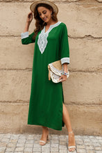 Load image into Gallery viewer, Contrast Lace Trim Three-Quarter Sleeve Split Dress