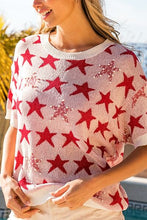 Load image into Gallery viewer, Star Pattern Round Neck Short Sleeve Knit Top