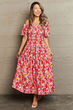 Load image into Gallery viewer, Debra Floral Off-Shoulder Frill Trim Maxi Dress