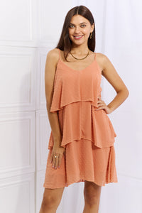 By The River  Cascade Ruffle Style Cami Dress in Sherbet