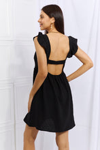 Load image into Gallery viewer, Sunny Days Empire Line Ruffle Sleeve Dress in Black