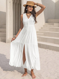 Positano Slit V-Neck Sleeveless Dress