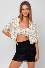 Load image into Gallery viewer, Abstract Print Lapel Collar Cropped Shirt