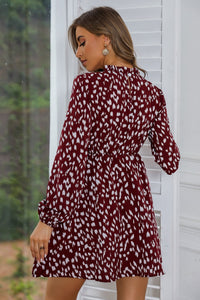 Monica Mock Neck Long Sleeve Printed Dress