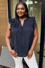 Load image into Gallery viewer, Ruffle Shoulder Notched Neck Blouse