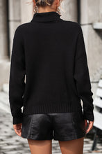 Load image into Gallery viewer, Fringe Turtle Neck Tassel Front Long Sleeve Pullover Sweater