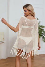 Load image into Gallery viewer, Fringe Trim Openwork Cover-Up Dress